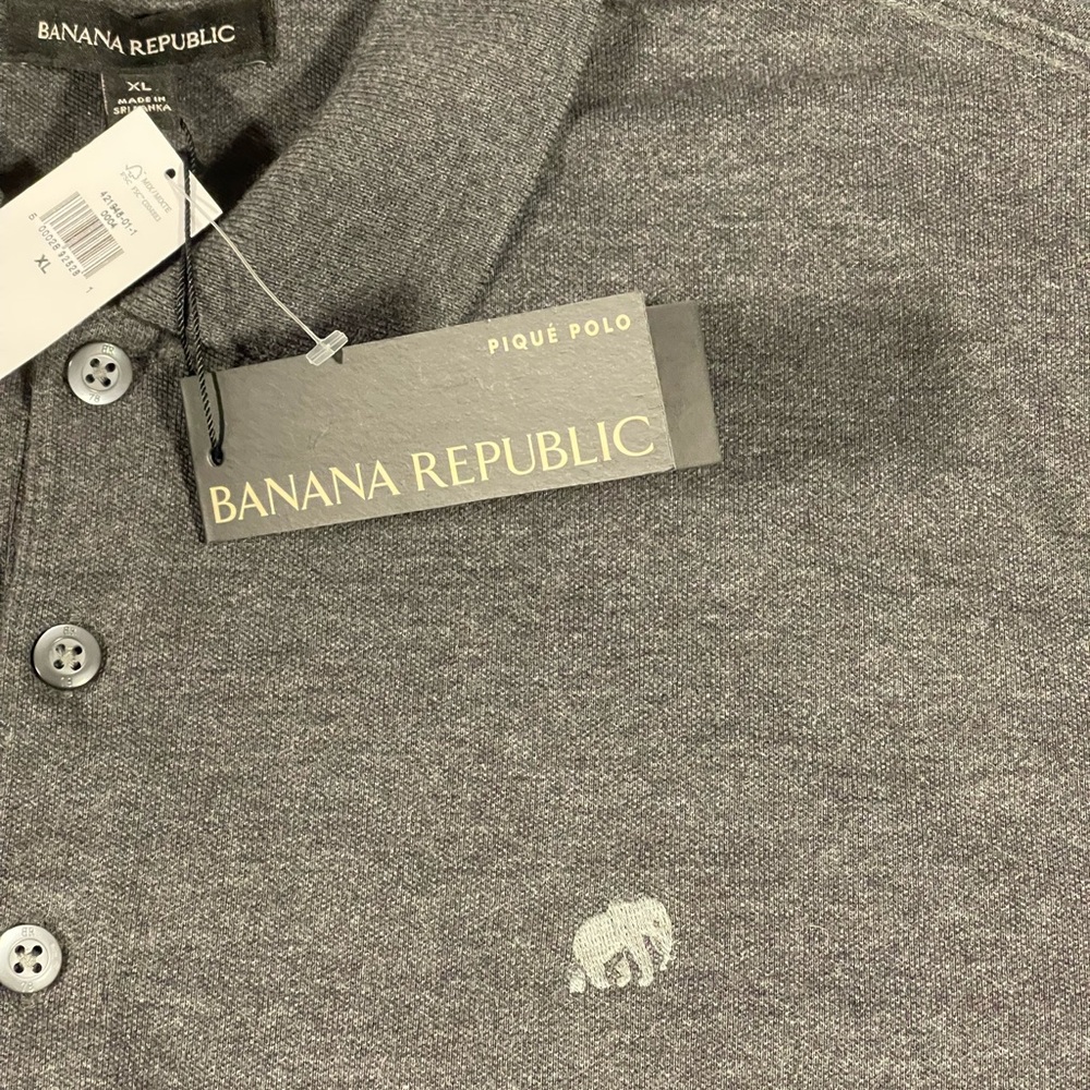 Banana Republic Polo Dark Charcoal Grey XL NWT - Picture 6 of 8